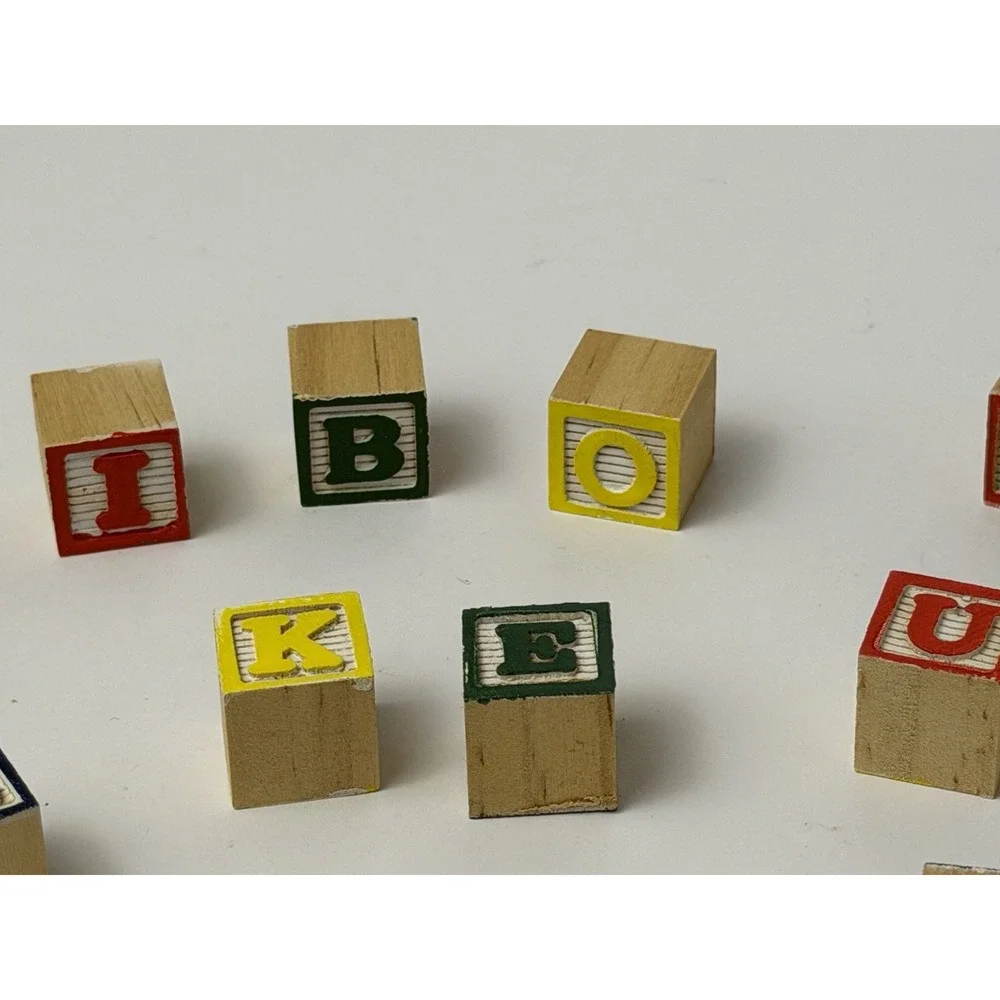 Mini Wooden Alphabet 6 Sided Stacking Blocks Qty 15 Original